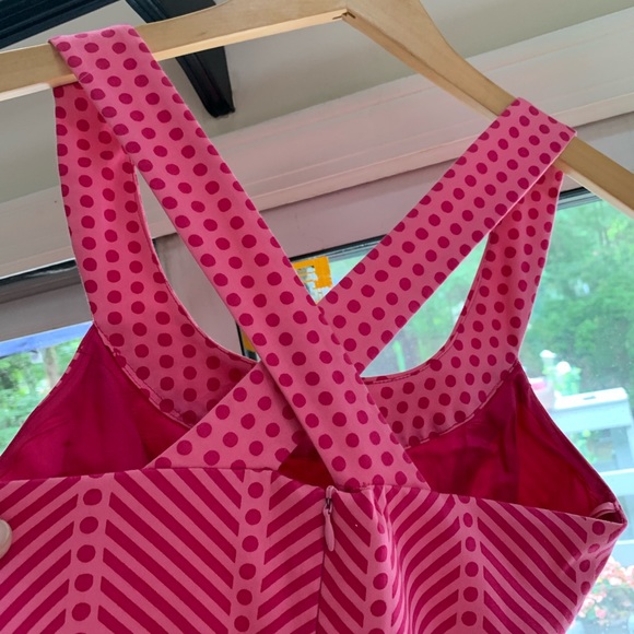 Designer Pink dress with hot pink polka dots. - Picture 4 of 5